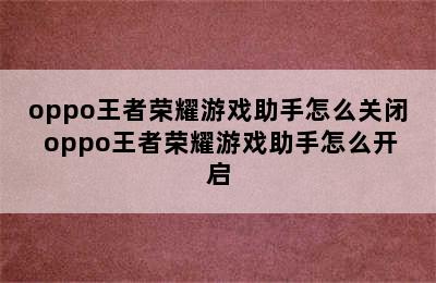 oppo王者荣耀游戏助手怎么关闭 oppo王者荣耀游戏助手怎么开启